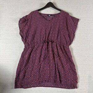 Lands' End Swim Cover-Up Women's Size Med Purple Pink Floral Paisley Resort Wear